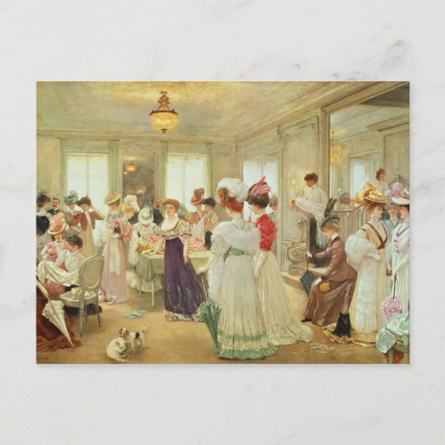 Cinq Heures chez le Couturier Paquin, 1906 Vykort (Framsida)