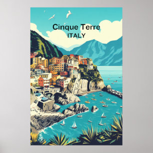 Cinque Terre Digital Poster - Kustmurverk