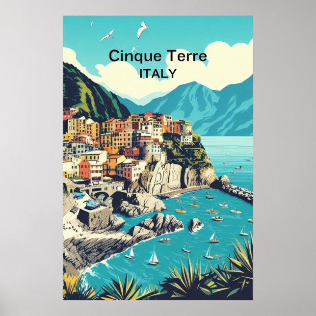 Cinque Terre Digital Poster - Kustmurverk (Framsidan)