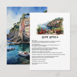 Cinque Terre Italien Bröllop Gästinformation Tilläggskort