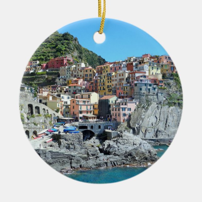 Cinque Terre, italien Julgransprydnad Keramik (Framsidan)