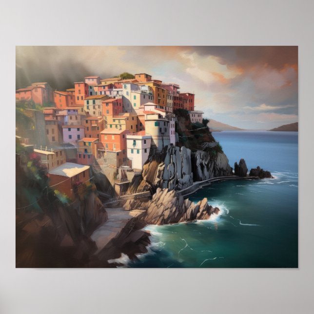 Cinque Terre Italien Ligcape Art Skriv ut Poster (Framsidan)