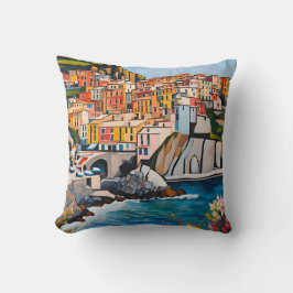 Cinque Terre Italien Mediterranean Modern Art Kust Kudde