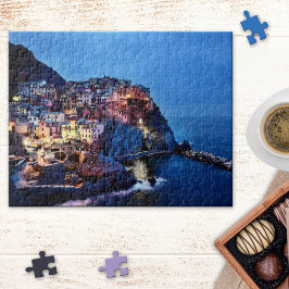 Cinque Terre Italien Night Scene Painting Puzzle Pussel