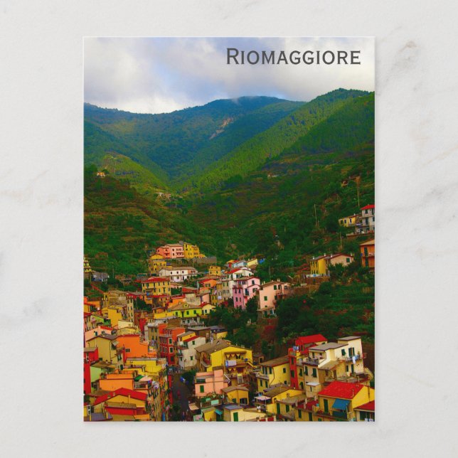 Cinque Terre Italien Riomaggiore Travel Photo Vykort (Framsida)