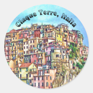 Cinque Terre, Italien Runt Klistermärke