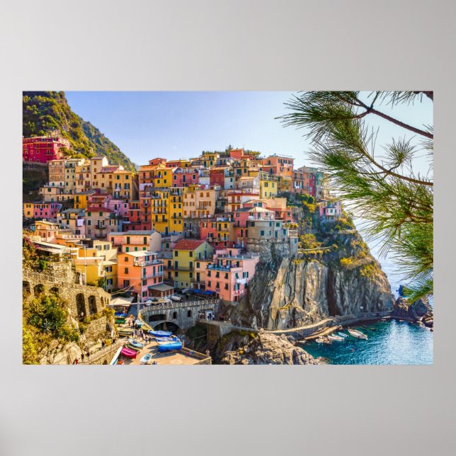 Cinque Terre, Italien Seaside Old Village Byggnad Poster (Framsidan)