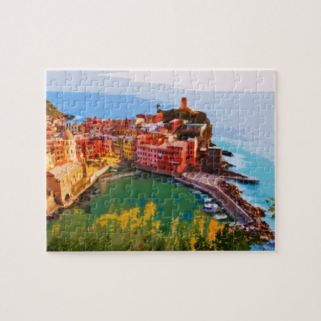 Cinque Terre Italien Summer Travel Postcard Pussel (Horisontell)