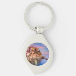 Cinque Terre Italien Swirl Silverfärgad Nyckelring