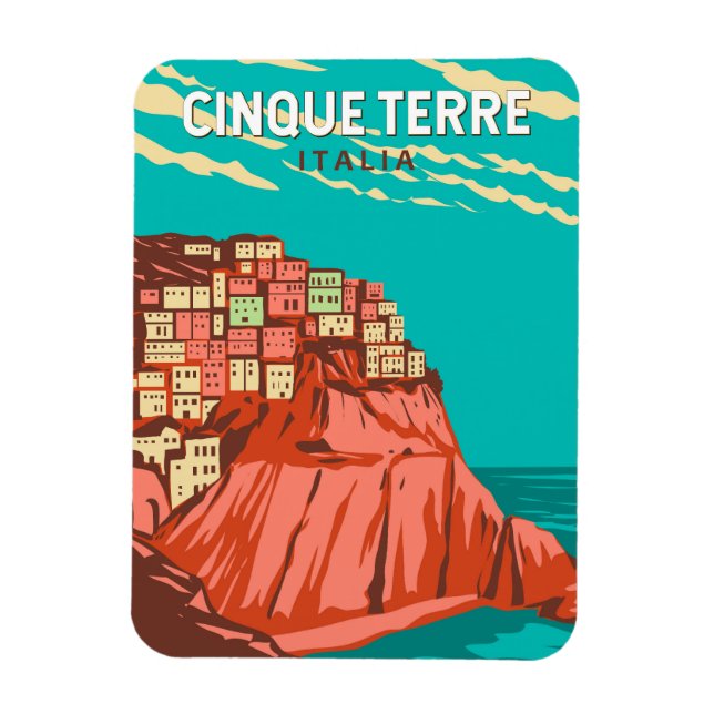 Cinque Terre Italien Travel Art Vintage Magnet (Vertikal)