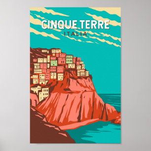Cinque Terre Italien Travel Art Vintage Poster