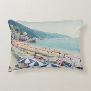 Cinque Terre Italien Vintage Beach Travel Photo Prydnadskudde