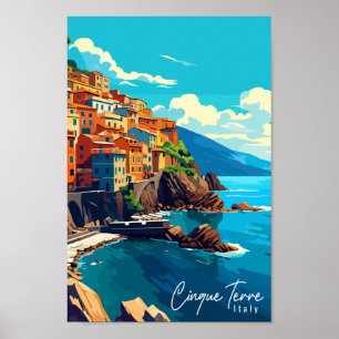 Cinque Terre Italien vintage resor illustration Poster