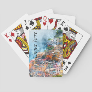 Cinque Terre Italien Watercolor Casinokort
