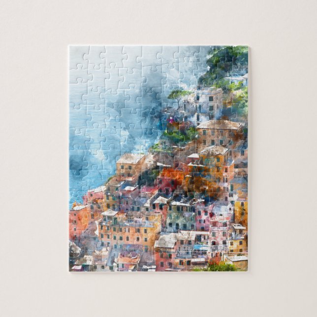 Cinque Terre Italien Watercolor Pussel (Vertikal)