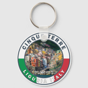 Cinque Terre Italien Watercolor Vintage Circle Nyckelring