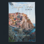 Cinque Terre Italien Watercolor Vintage Kökshandduk<br><div class="desc">Cinque Terre retro-resekonst. Cinque Terre är en rad århundrade gamla kustbyar på den rugerade italienska Riviera kusten.</div>