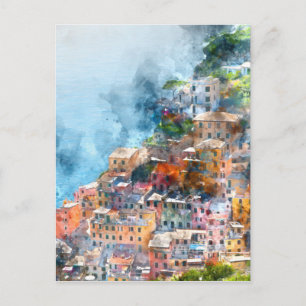 Cinque Terre Italien Watercolor Vykort