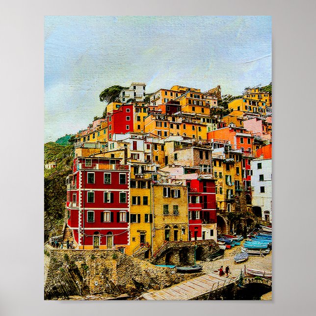 Cinque Terre Liguria Italien Europe Travel Poster (Framsidan)