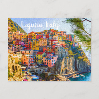 Cinque Terre Liguria Italien Färgglada Hus vid Hav Vykort