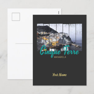 Cinque Terre Manarola Riomaggiore Italienska vinta Helg Vykort
