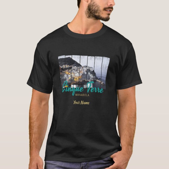 Cinque Terre Manarola Riomaggiore Italienska vinta T Shirt (Framsida)