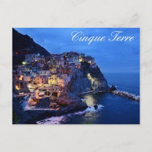 Cinque Terre Nightline Postcard Vykort
