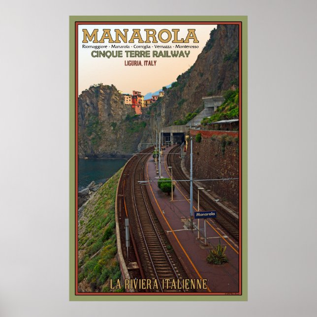 Cinque Terre Railway i Manarola Poster (Framsidan)