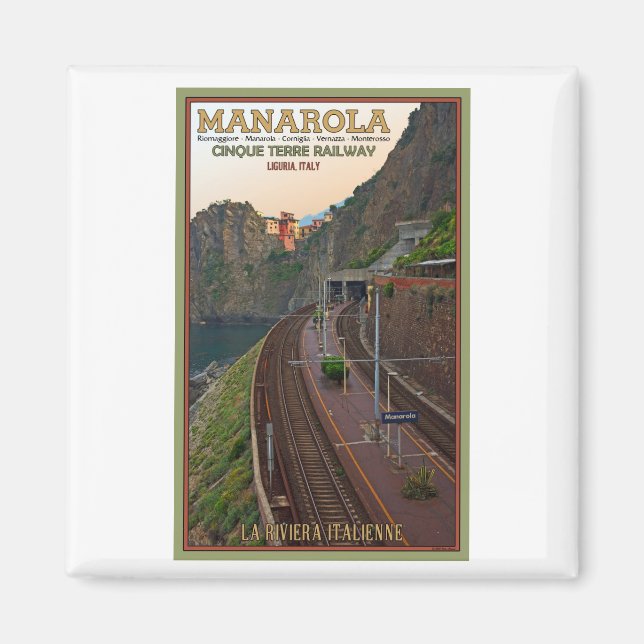 Cinque Terre Railway - Manarola Magnet (Framsidan)