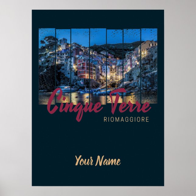 Cinque Terre Riomaggiore Italy vintage Souvenir Poster (Framsidan)