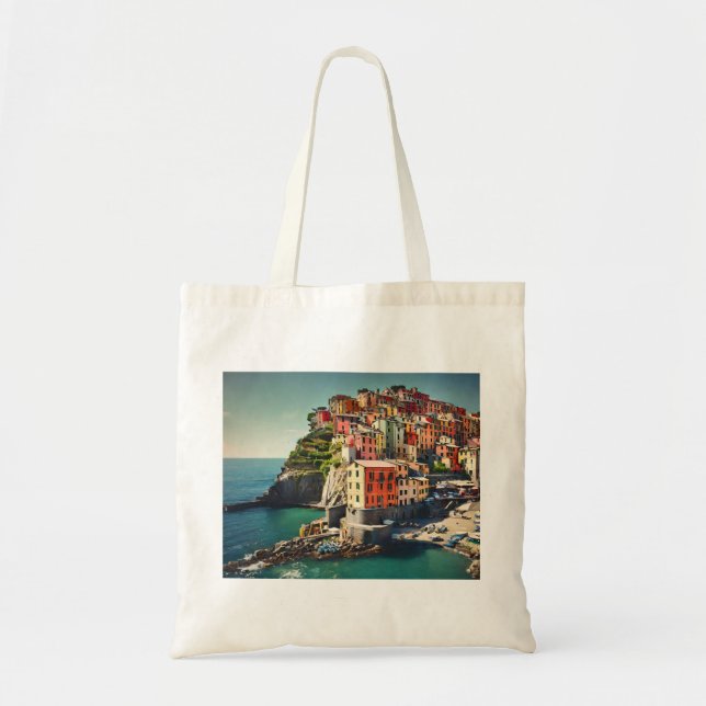 Cinque Terre Tote Bag Tygkasse (Framsidan)