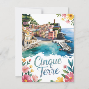 Cinque Terre vattenfärg Vykort