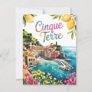 Cinque Terre vattenfärg Vykort