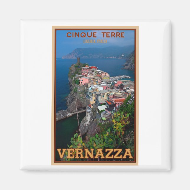 Cinque Terre - Vernazza från ovan Magnet (Framsidan)