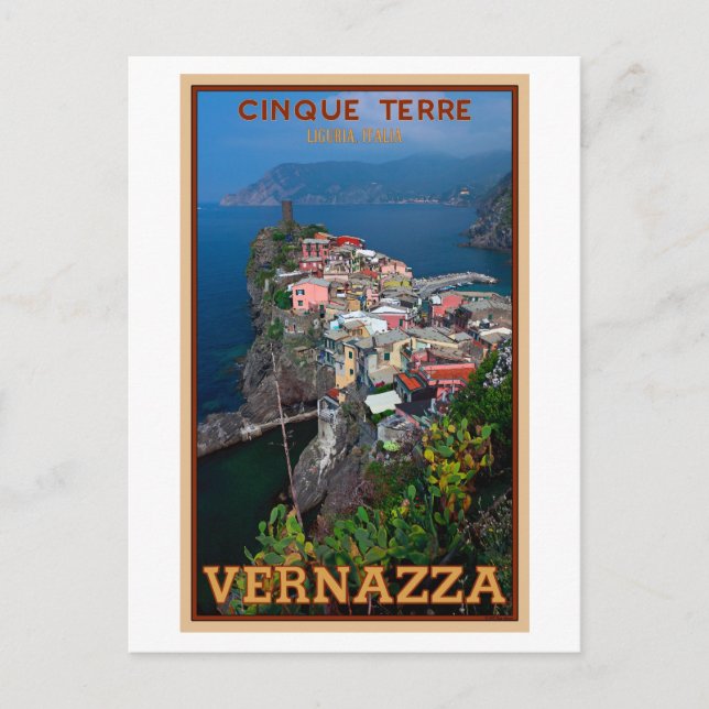Cinque Terre - Vernazza från ovan Vykort (Framsida)