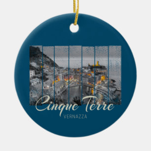 Cinque Terre Vernazza Italien Vintage Souvenir Julgransprydnad Keramik