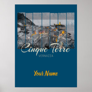 Cinque Terre Vernazza Italien Vintage Souvenir Poster