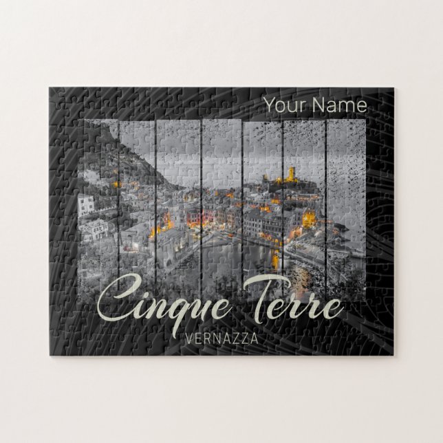 Cinque Terre Vernazza Italien vintage Souvenir Pussel (Horisontell)
