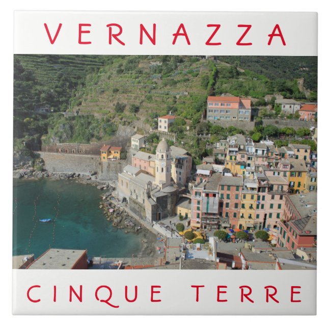 Cinque Terre Vernazza view keramic tile Kakelplatta (Framsidan)