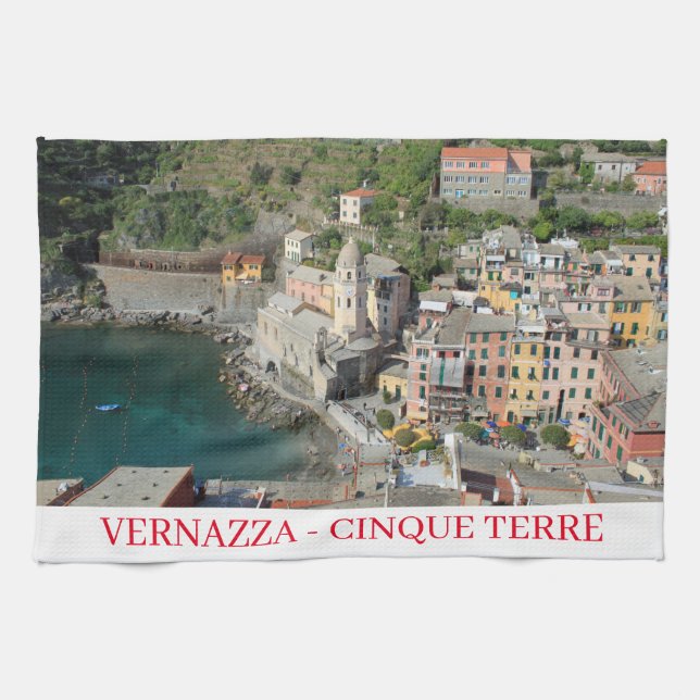 Cinque Terre Vernazza view tea towel Kökshandduk (Horisontell)