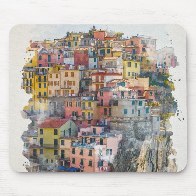 Cinque Terre Watercolor Art Musmatta (Framsidan)