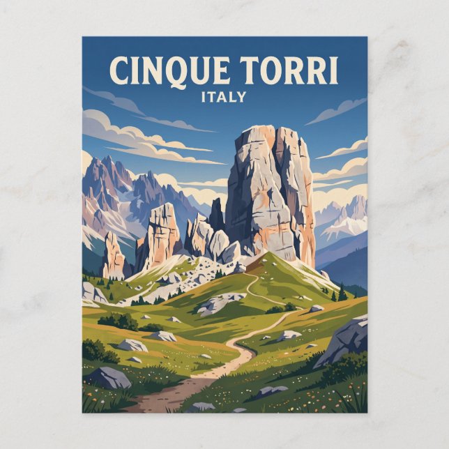 Cinque Torri Italien Vykort (Framsida)