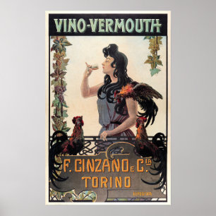 Cinzano VINO VERMOUTH Italienska Vin örbal Liqueur Poster