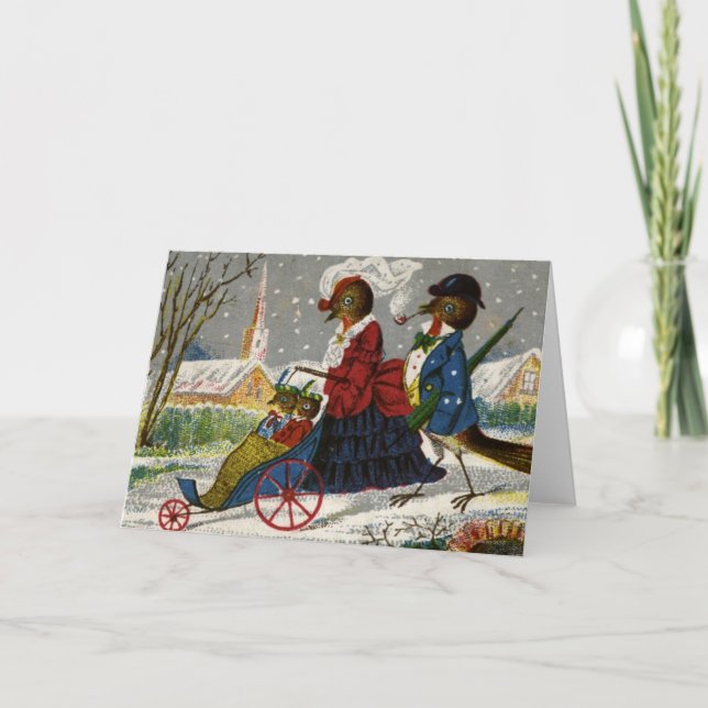 Circa 1870: Den Robin familjen tar en promenad Helgkort (Framsida)