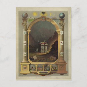 Circa 1872 Masonic Chart Lithography Print Image I Vykort