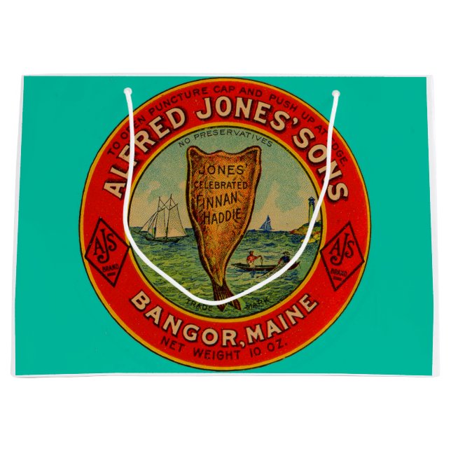 Circa 1900 Alfred Jones Sons Finnan Haddie-etikett (Framsidan)