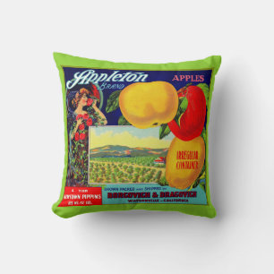 Circa 1900 Appleton Apples låda-etikettutskrift Kudde