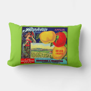 Circa 1900 Appleton Apples låda-etikettutskrift Lumbarkudde