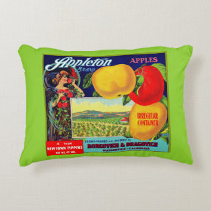 Circa 1900 Appleton Apples låda-etikettutskrift Prydnadskudde