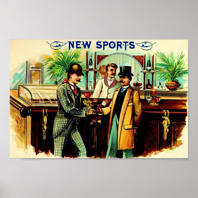Circa 1900 Ny cigarrlådeetikett för sport Poster (Framsidan)